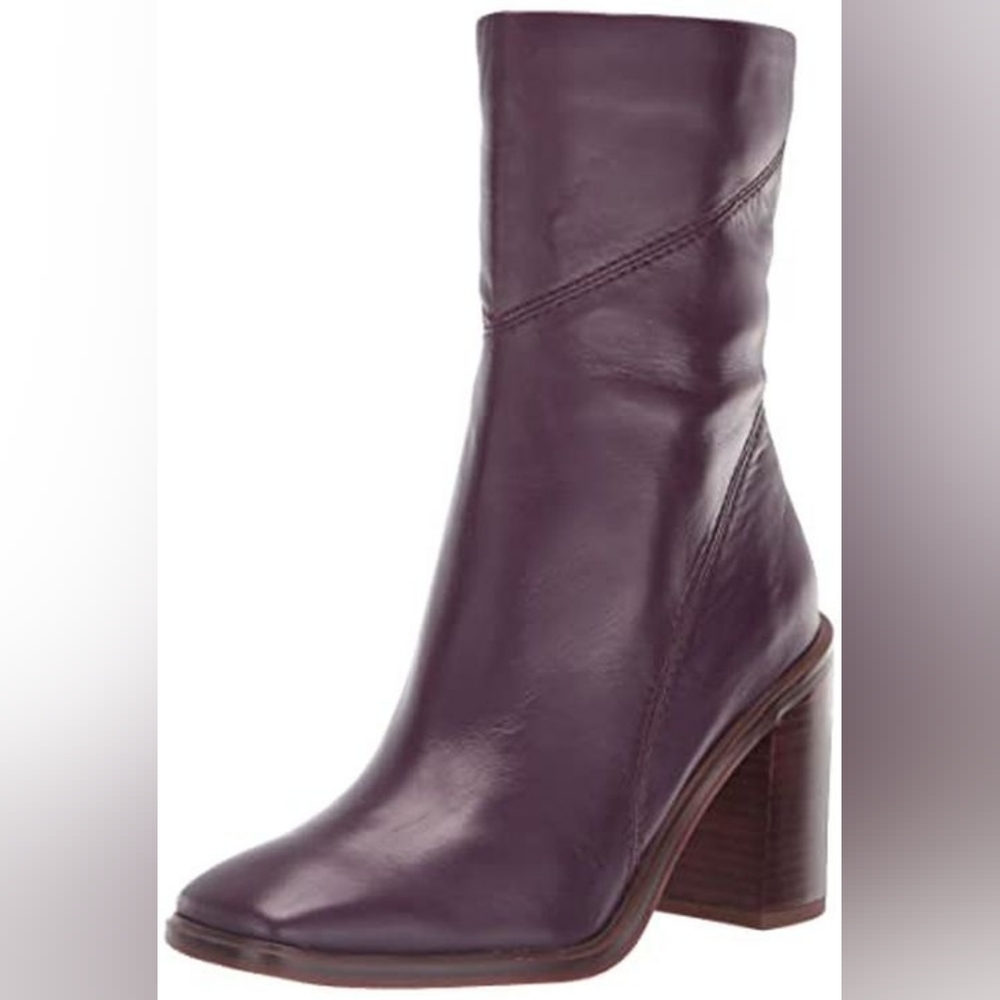 Franco Sarto Stevie Mid Shaft Heeled Plum Purple Ankle Boots